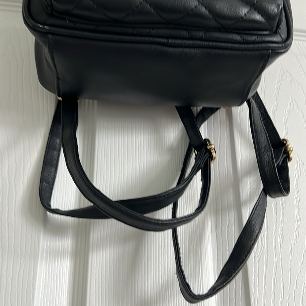 Disney Black Quilted Mini Backpack with Gold Accents - Picture 6 of 7